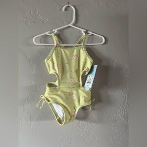 Cat & Jack Girl’s Yellow Floral One-Piece Swimsuit Multiple Sizes